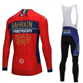 Tenue Cycliste Manches Longues et Collant à Bretelles 2018 Bahrain Merida N001